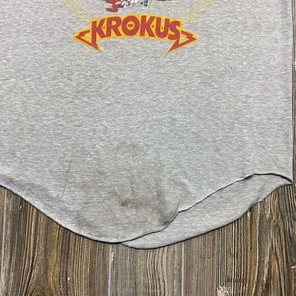Vintage T Shirt Krokus Eat The Rich 1983 Tour Shirt S/M Raglan 50/50 Made In USA - Picture 8 of 12